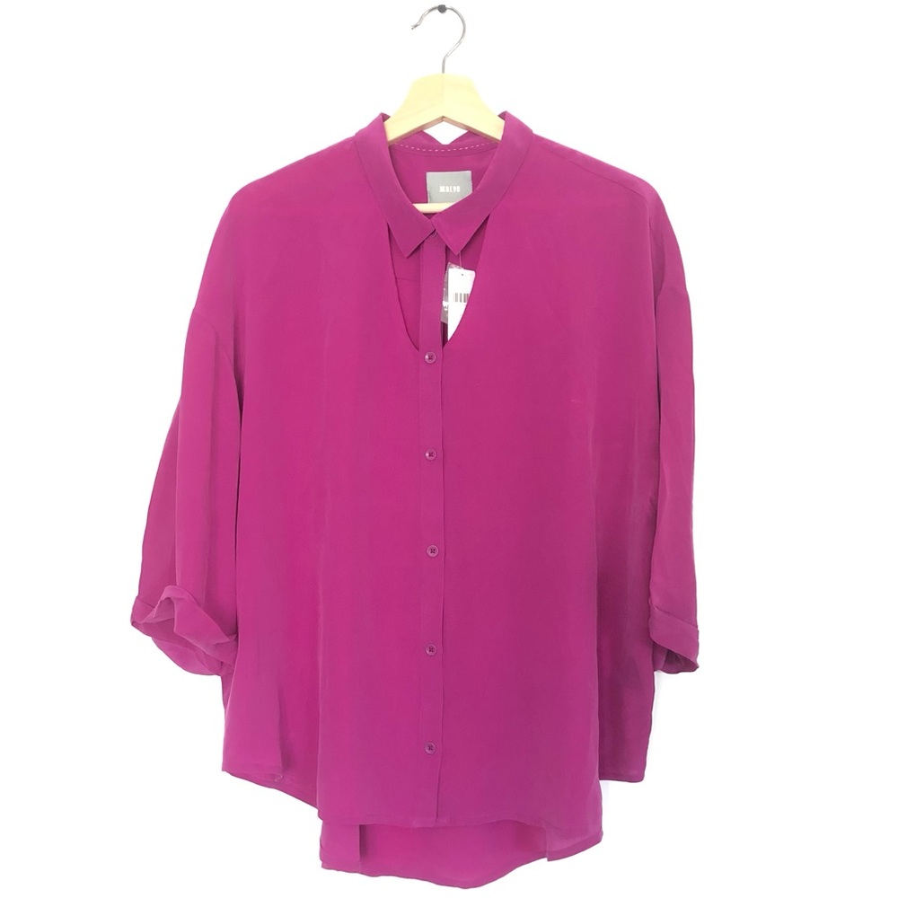 NWT Maeve Anthropologie 100% Silk Button-Front Women's Top